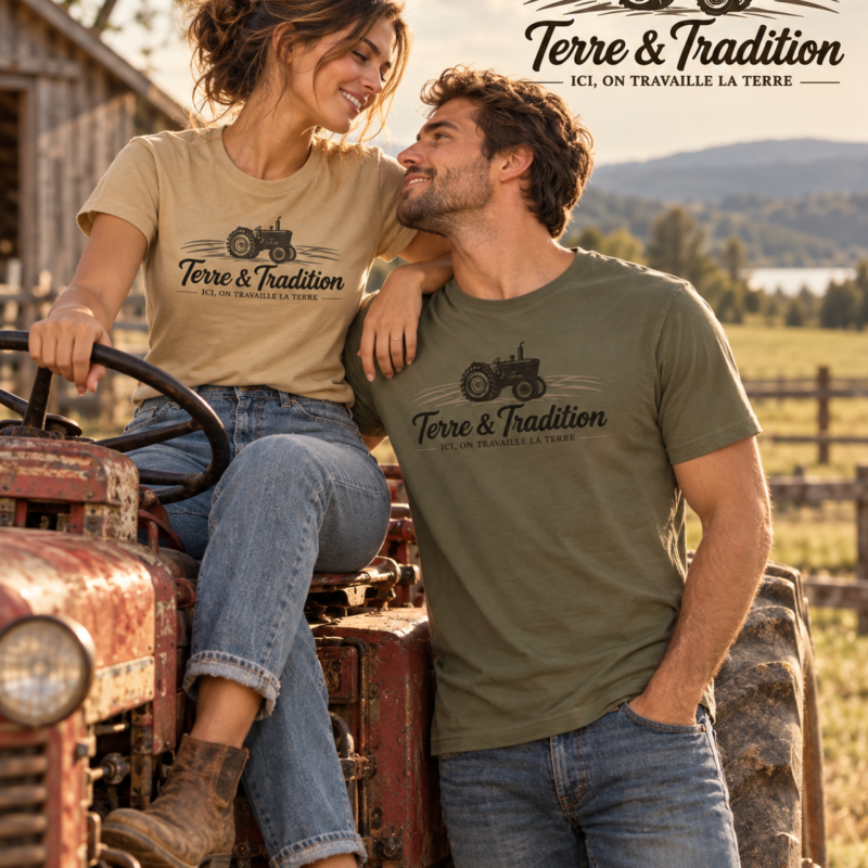 T-shirt « Terre & Tradition » – Ici, on travaille la Terre