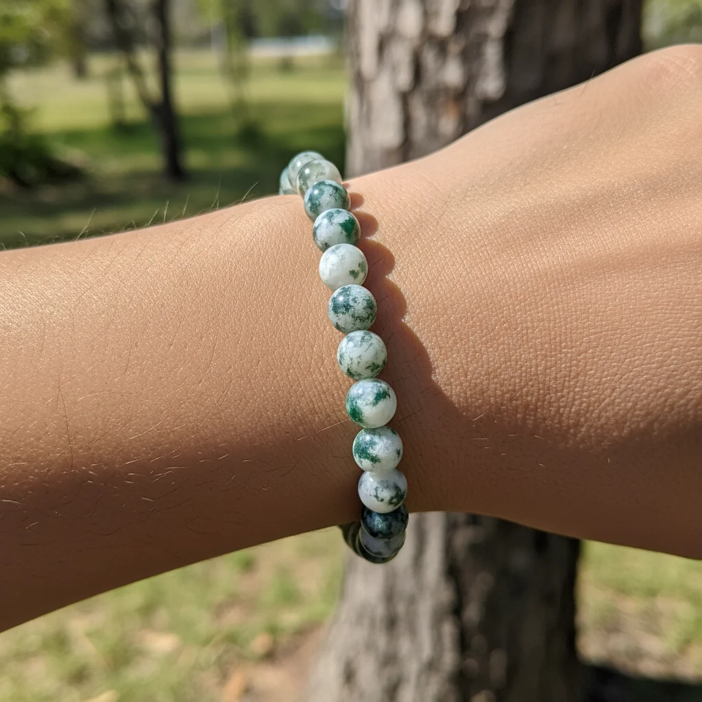 Bracelet Agate Arbre Naturelle - perles 6mm