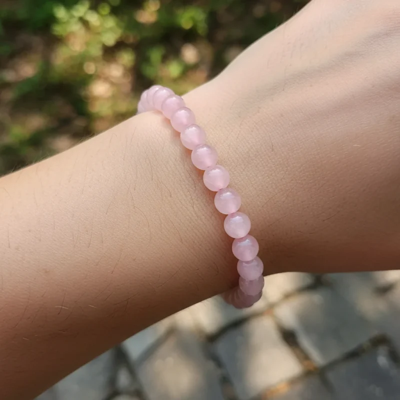 Bracelet Quartz rose naturel – perles 6mm